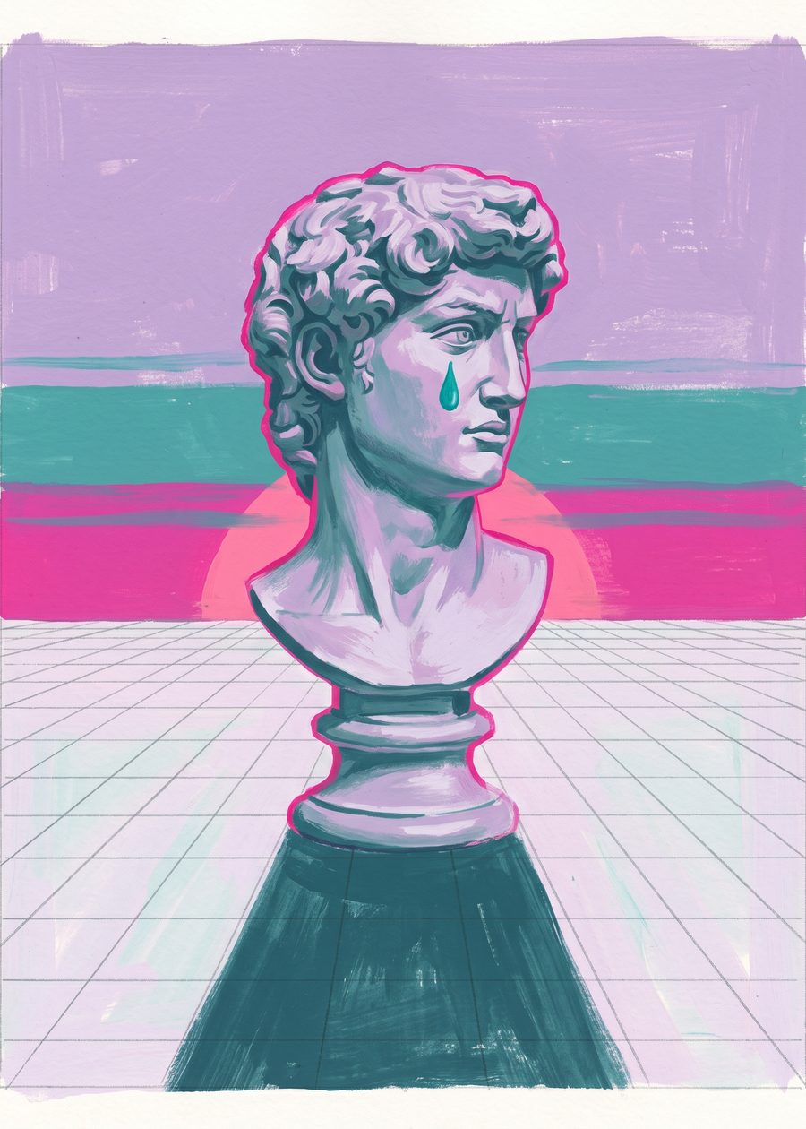 Gouache Vaporwave Breakup, first render